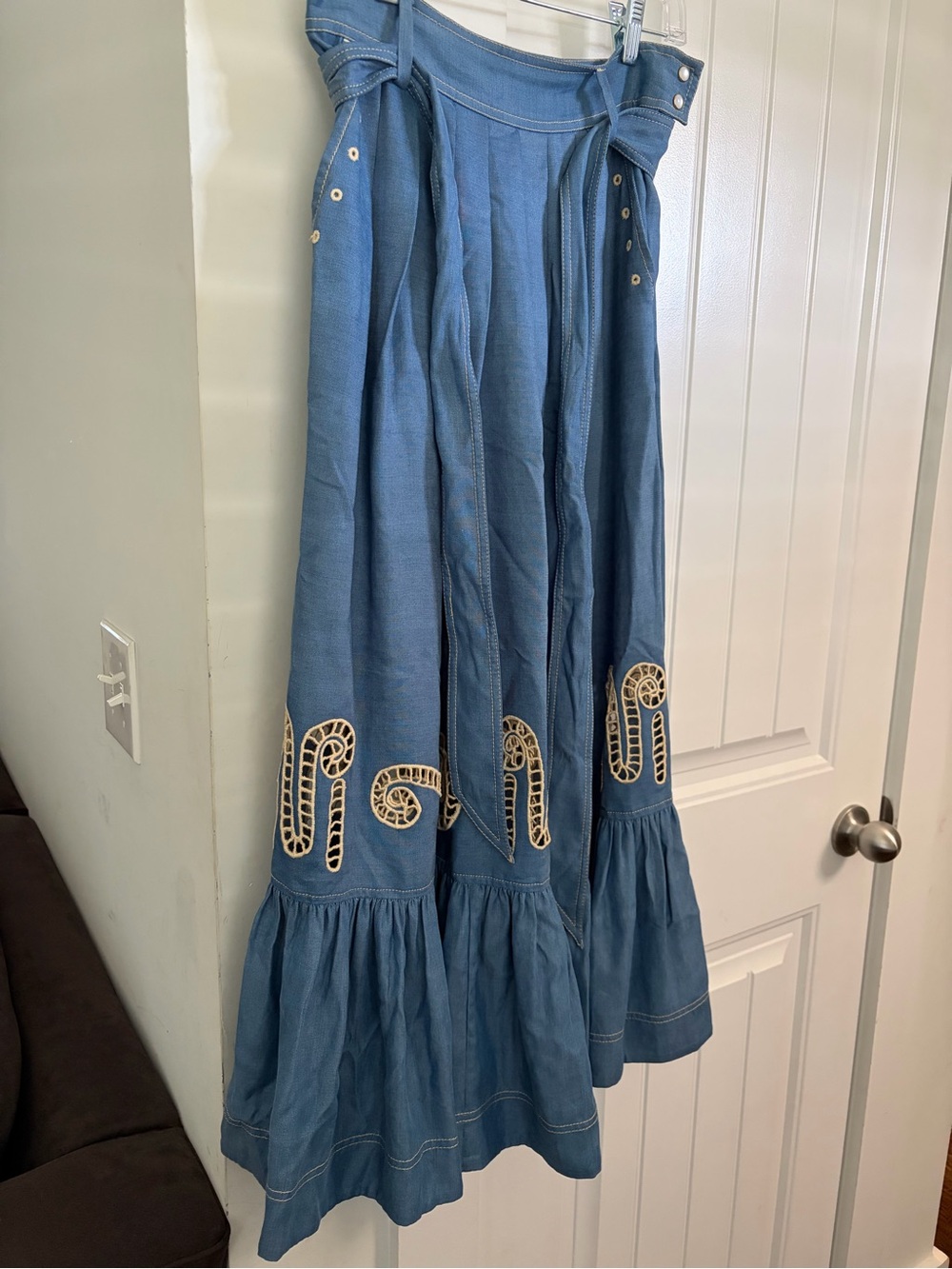 Carolina K Small Chambray Embroidered Skirt